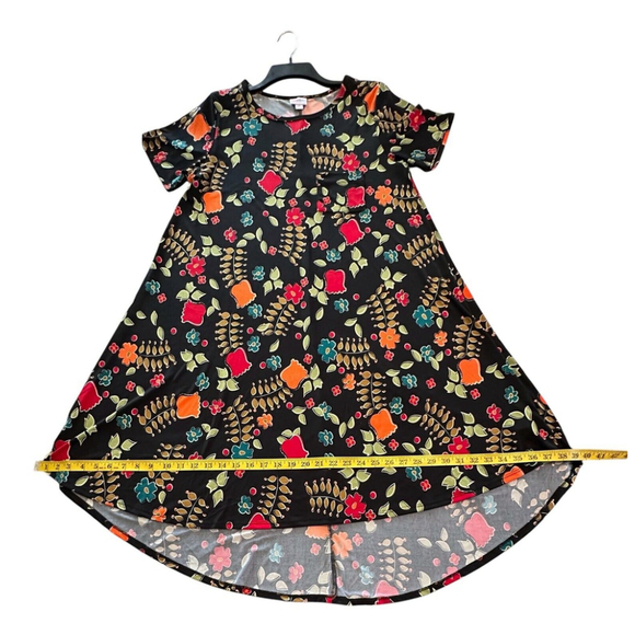 LulaRoe Floral Stretch MIDI Dress Womens MEDIUM Multicolor Flowers Short Sleeves - Picture 11 of 16